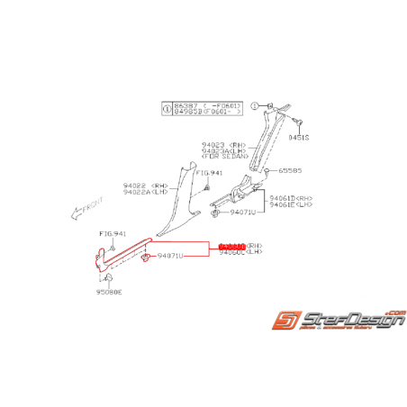 Seuil de porte avant SUBARU WRX/STI 01-07