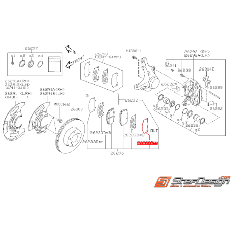 Entretoise extérieur de plaquette avant SUBARU WRX 05-07