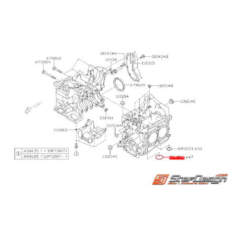 Joint torique de carter d'huile SUBARU IMPREZA Diesel 2008