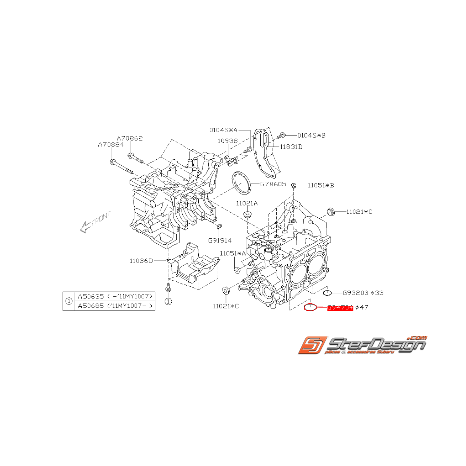 Joint torique de carter d'huile SUBARU IMPREZA Diesel 2008