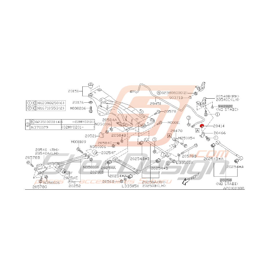 Silent-bloc d'origine de barre anti-roulis pour WRX break 2001 à 2003