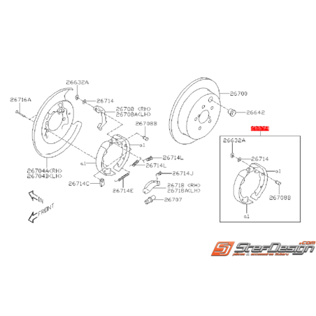 Mâchoires de frein à main ORIGINE SUBARU STI 15-19