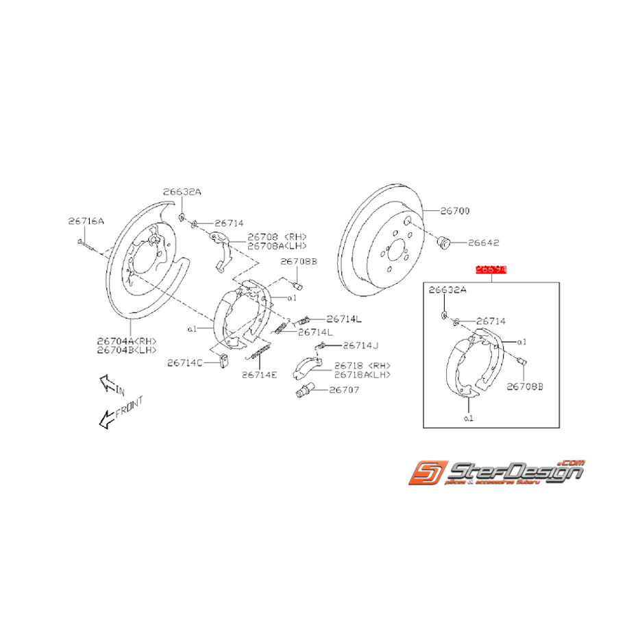 Mâchoires de frein à main ORIGINE SUBARU STI 15-19