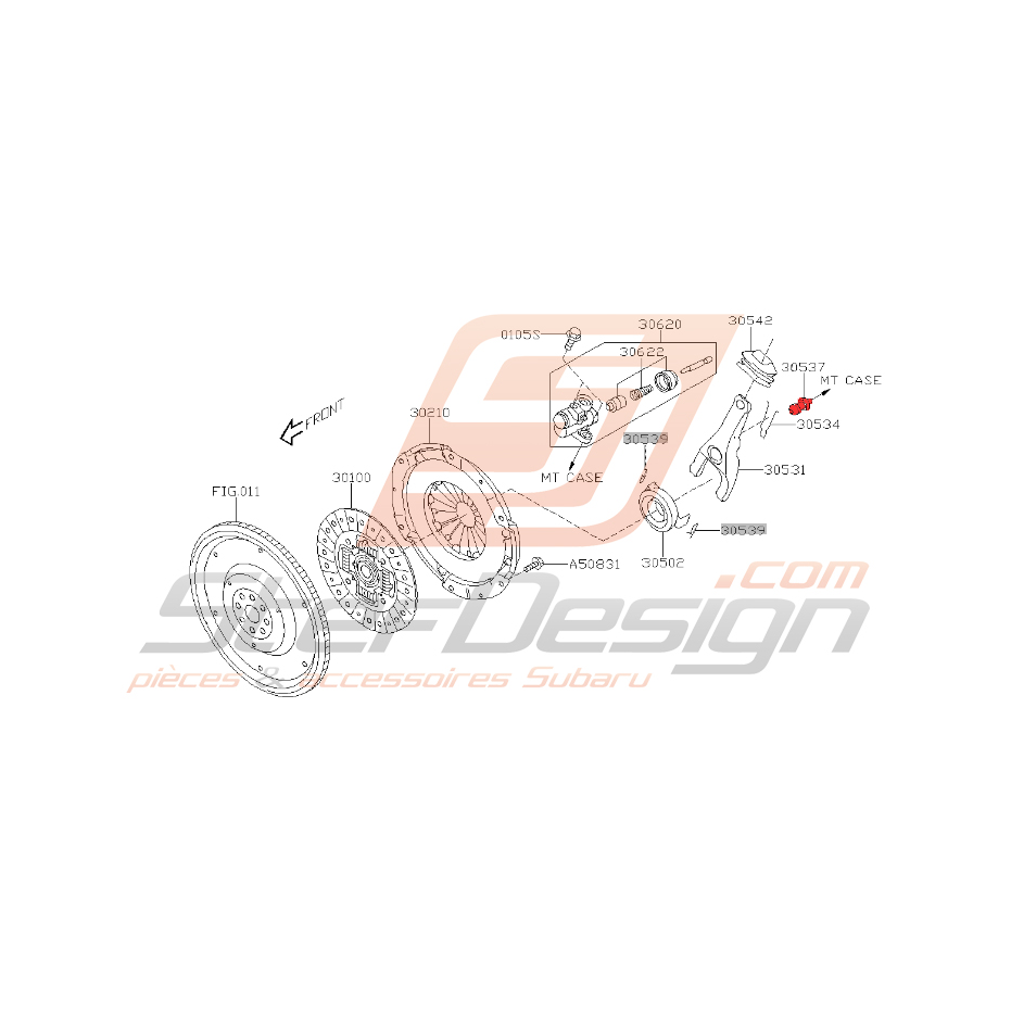 Pivot d'embrayage pour WRX 2006-2010 Pivot d'embrayage pour WRX 2006-2010