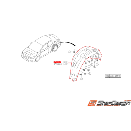 Pare boue arrière SUBARU STI 2015-2019