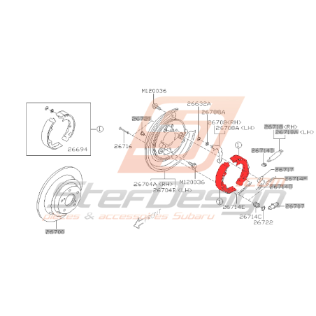 Kit mâchoires de frein arrière pour subaru forester 2002