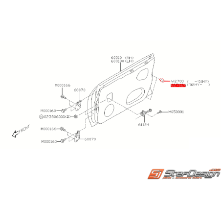 Butée de porte avant et arrière SUBARU WRX/STI 2003-2007