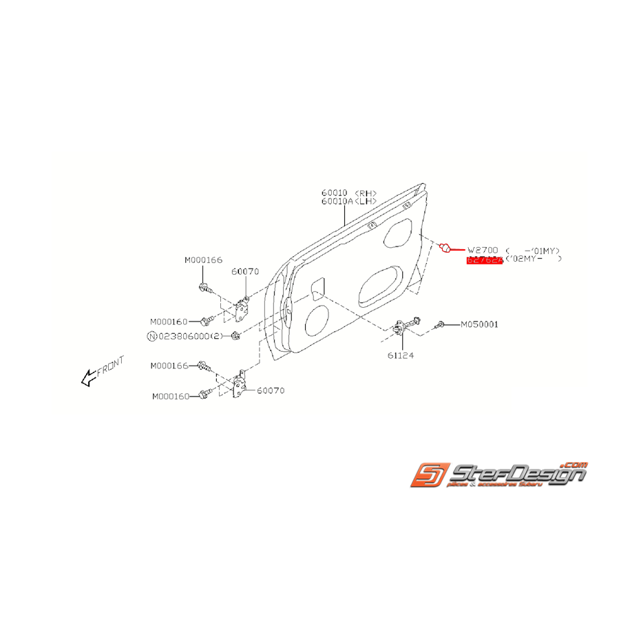 Butée de porte avant et arrière SUBARU WRX/STI 2003-2007 Butée de porte avant et arrière SUBARU WRX/STI 2003-2007