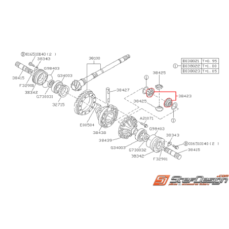 Pignons différentiel de avant de boite automatique SUBARU LEGACY 2003 