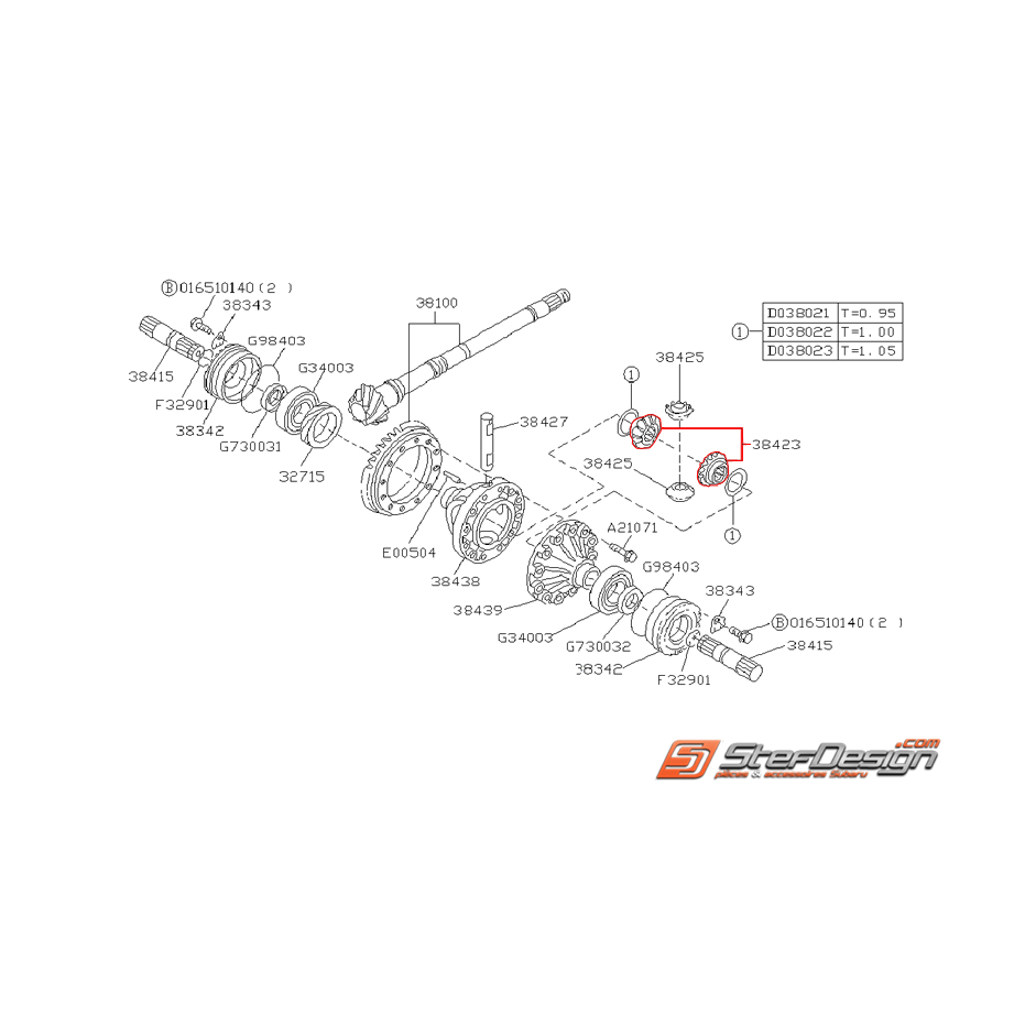 Pignons différentiel de avant de boite automatique SUBARU LEGACY 2003 