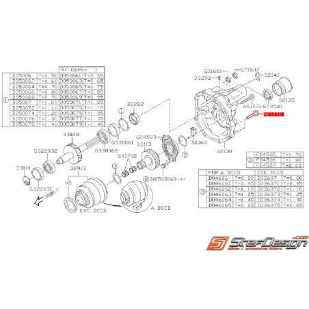 Vis de fixation de l'extension de boite 6 vitesses SUBARU STI 01-07