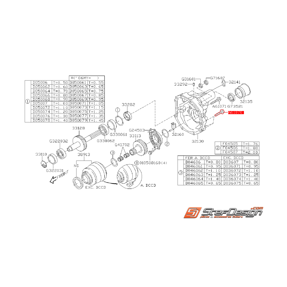 Vis de fixation de l'extension de boite 6 vitesses SUBARU STI 01-07 Vis de fixation de l'extension de boite 6 vitesses SUBARU STI 01-07