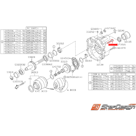 Vis d'extension de boite 6 vitesses SUBARU STI 01-07