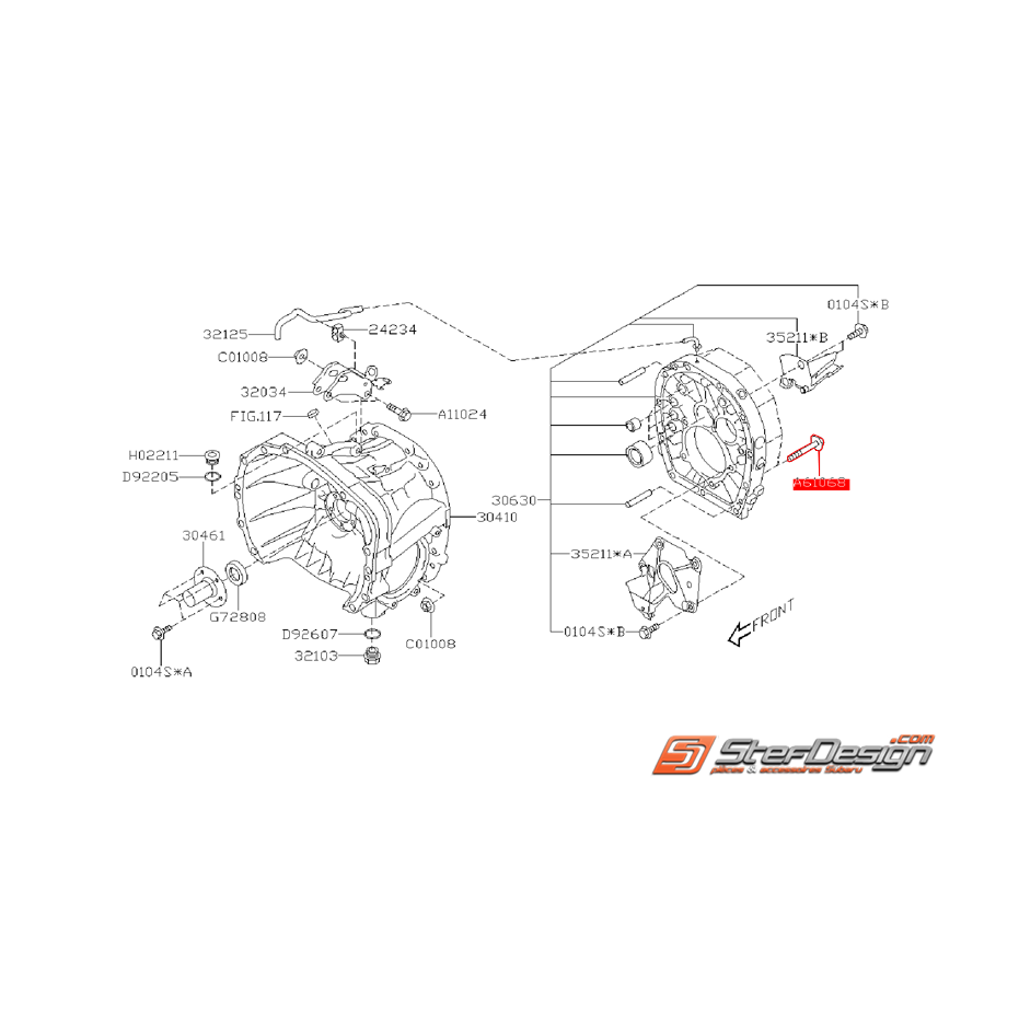 Vis de fixation de plaque adaptateur de boite 6 vitesse SUBARU STI 01-19 Vis de fixation de plaque adaptateur de boite 6 vitesse SUBARU STI 01-19