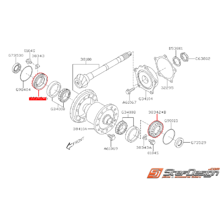 Retenue de sortie de différentiel avant SUBARU STI 04-16