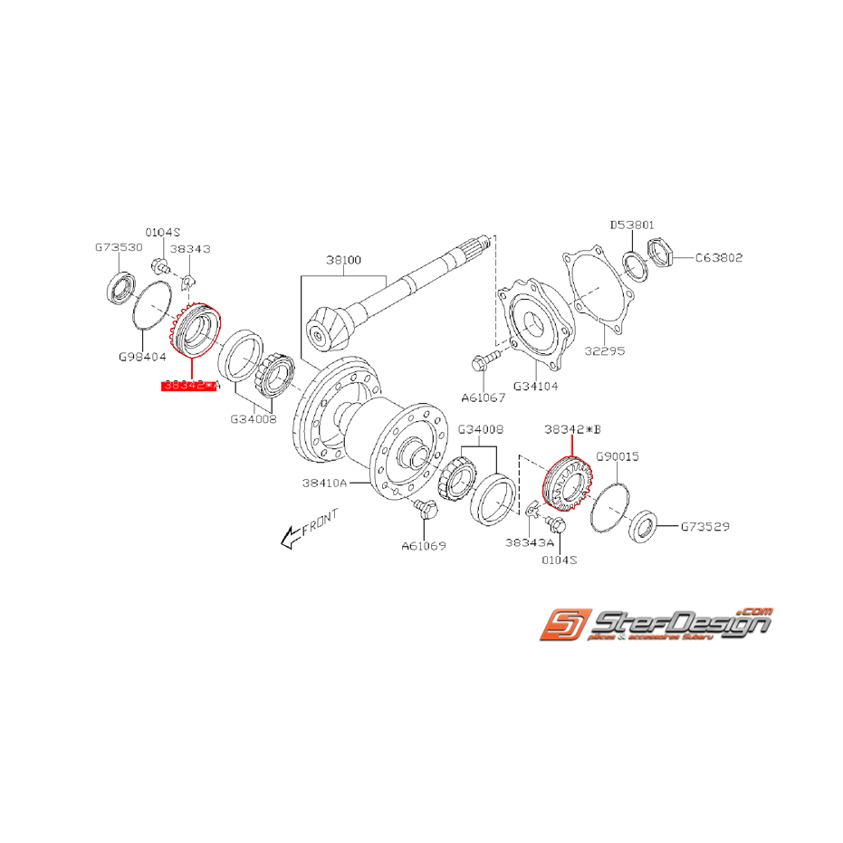 Retenue de sortie de différentiel avant SUBARU STI 04-16
