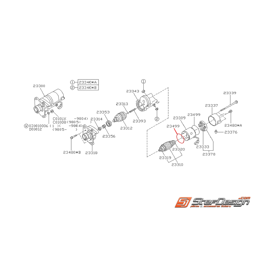 Bague de démarreur SUBARU P1, TYPE R, RA