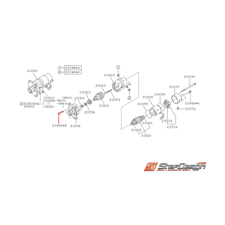 Vis de démarreur origine SUBARU P1, TYPE R, RA