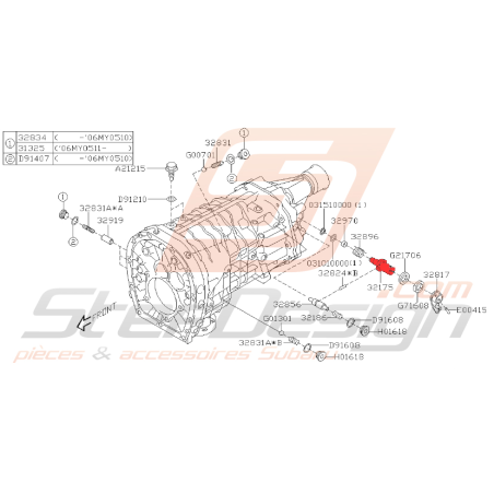 Axe de marche arrière STI 2006-2007