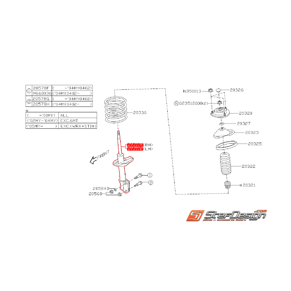 Amortisseur avant origine subaru WRX 01-02 Break