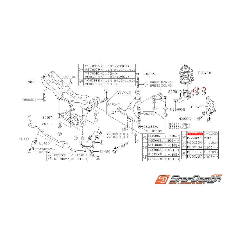 Vis supérieure d'amortisseur avant SUBARU WRX 2008 Diesel Vis supérieure d'amortisseur avant SUBARU WRX 2008 Diesel