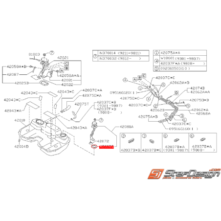 Joint secondaire de réservoir de carburant SUBARU GT 99-00