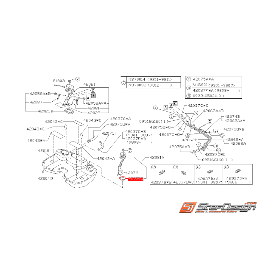 Joint secondaire de réservoir de carburant SUBARU GT 99-00 Joint secondaire de réservoir de carburant SUBARU GT 99-00