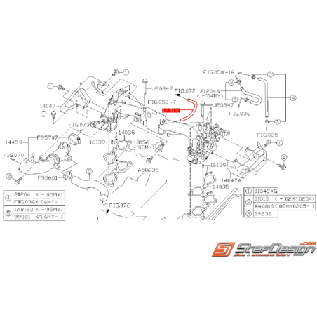 Durite de dépression de dump valve origine SUBARU WRX/STI 01-07