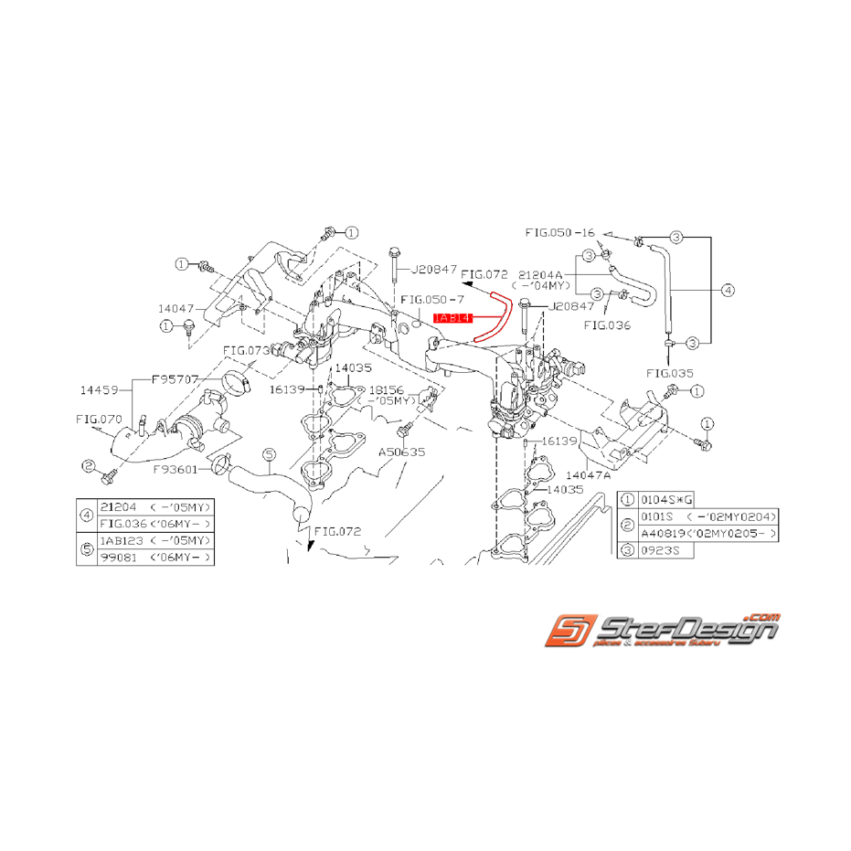 Durite de dépression de dump valve origine SUBARU WRX/STI 01-07 Durite de dépression de dump valve origine SUBARU WRX/STI 01-07