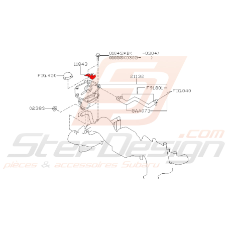 Support durite de vase d'expansion WRX/STI 2001 à 2005