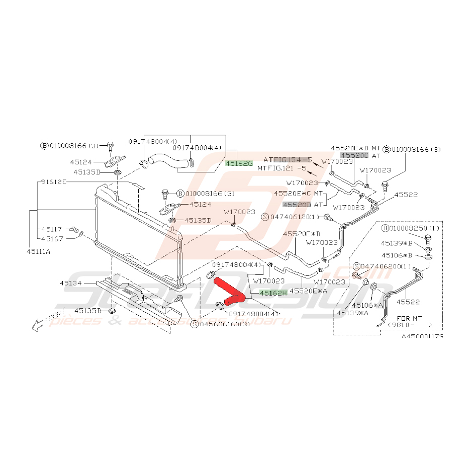 Durite inférieur de radiateur subaru Forester SF5 99-2002