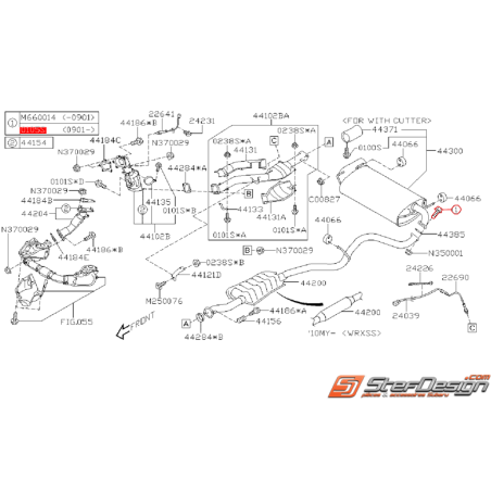 Vis de fixation intermédiaire/silencieux WRX 09-11 STI 09-14