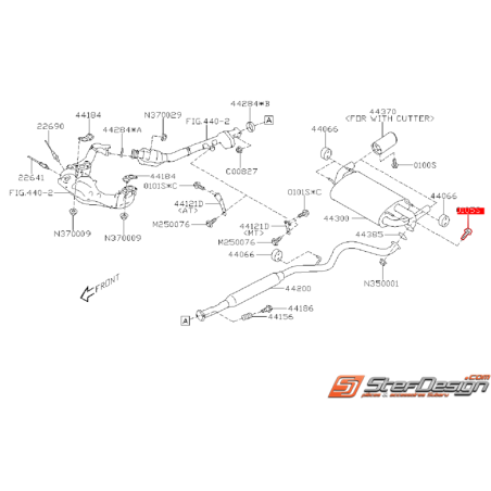 Vis de fixation intermédiaire/silencieux WRX 09-11 STI 09-14