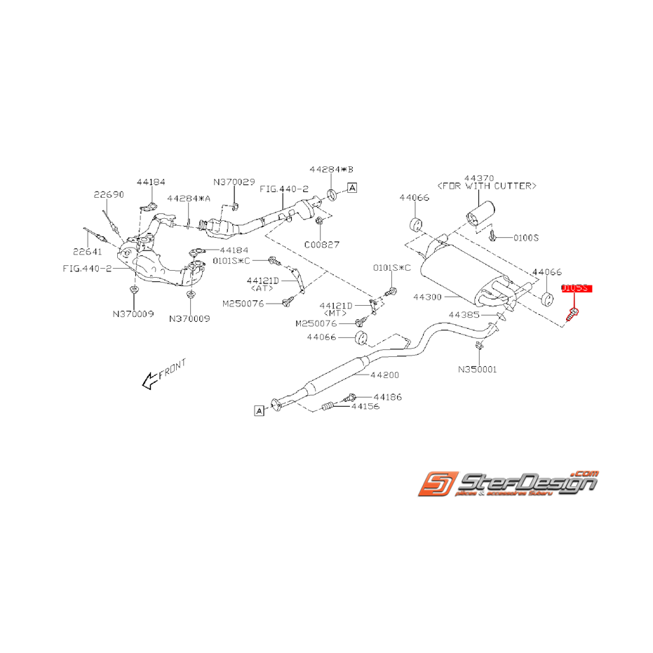 Vis de fixation intermédiaire/silencieux WRX 09-11 STI 09-14