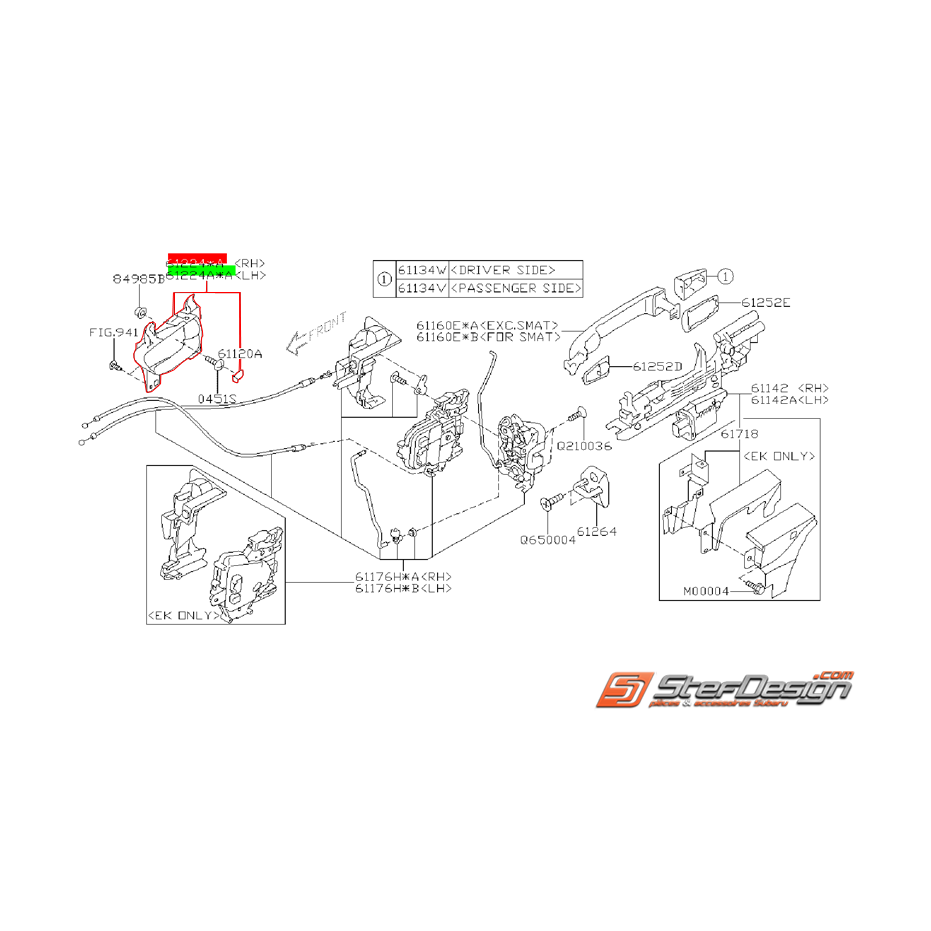 Poignée de porte avant intérieur SUBARU WRX/STI 01/10/2007 jusqu'au 10/07/2008