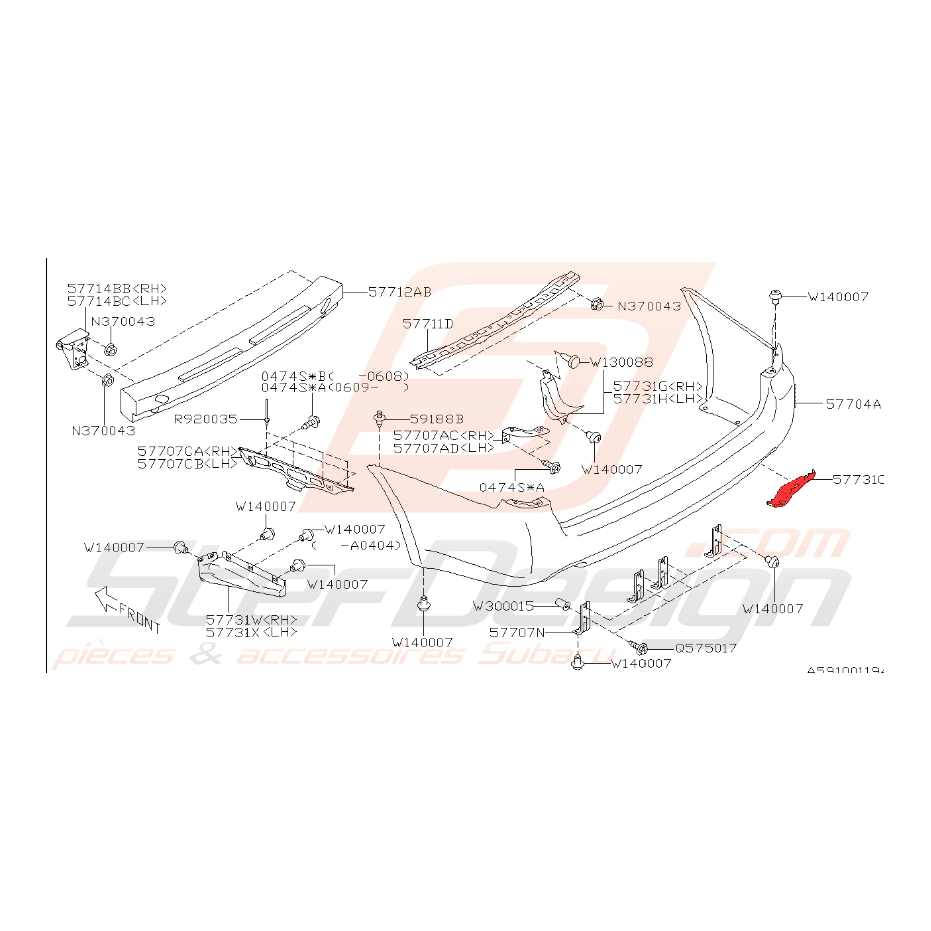 Déflecteur de pare choc arrière Legacy break  3.0L 2004