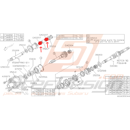 Roulement à aiguilles pignon de renvoi Impreza 2.0l R