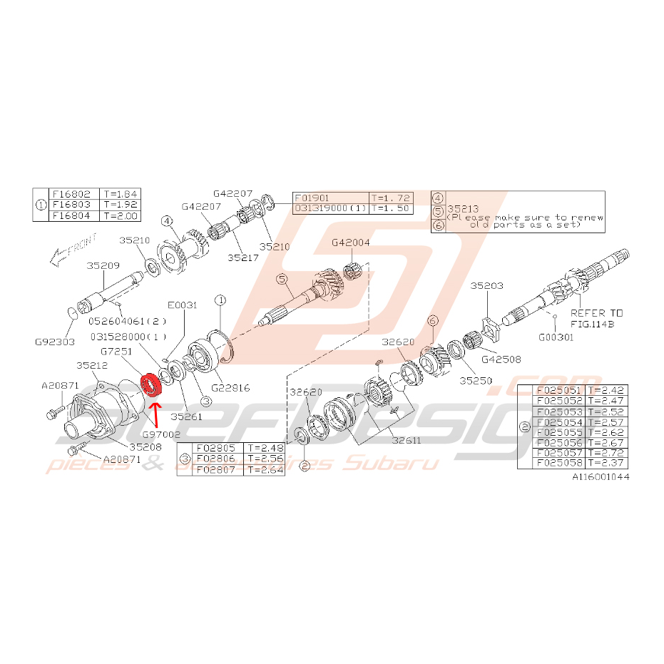Joint spy d'arbre primaire pour Impreza 2.0l R
