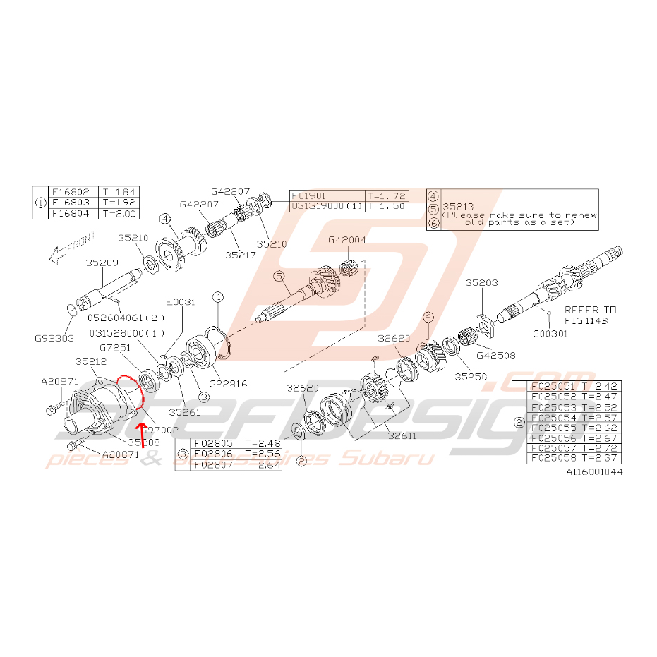 Joint torique arbre primaire impreza 2.0l R