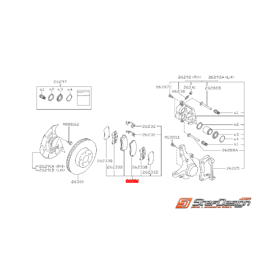 Jeu de plaquettes avant origine SUBARU FORESTER 1998