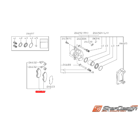 Jeu de plaquettes arrière origine SUBARU FORESTER 1998