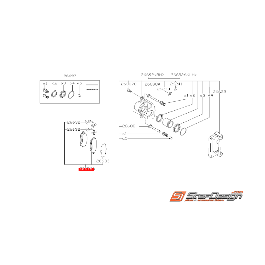 Jeu de plaquettes arrière origine SUBARU FORESTER 1998