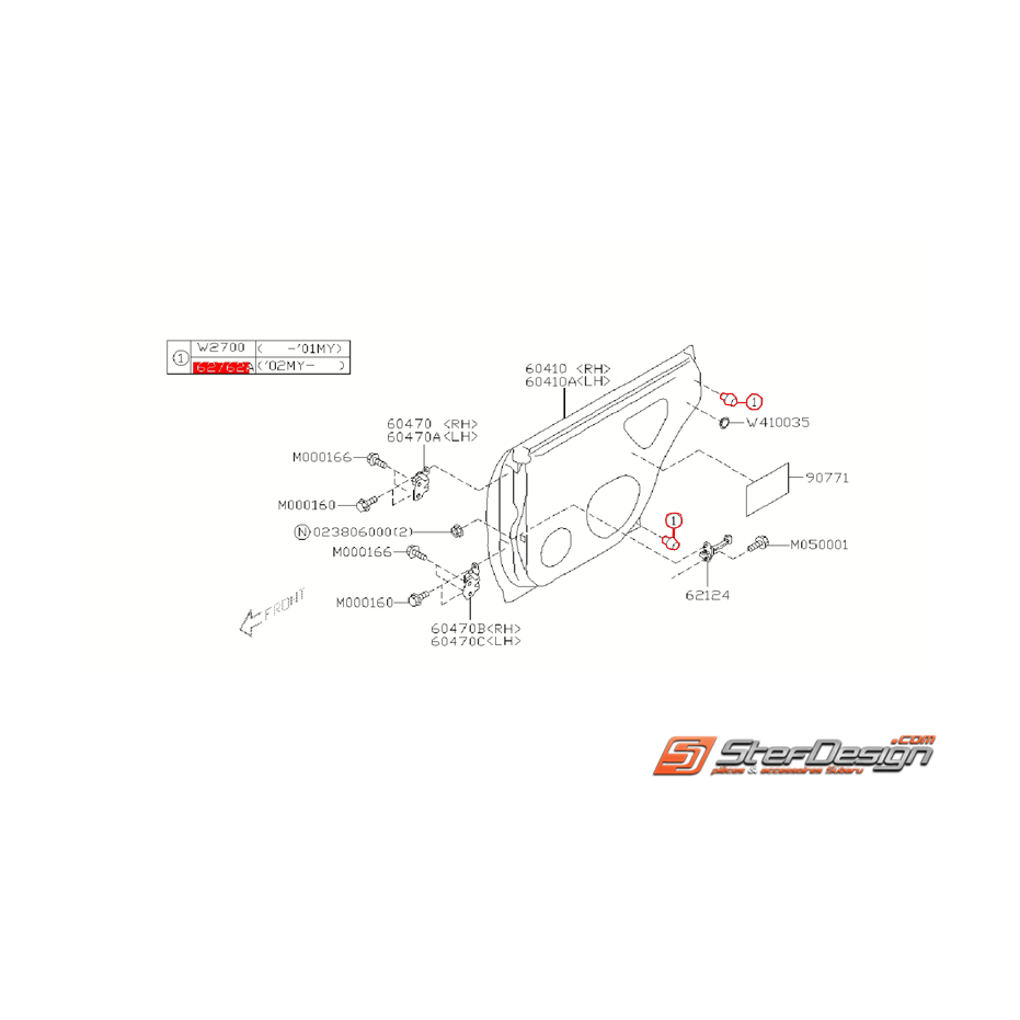 Butée de porte avant et arrière SUBARU WRX/STI 2003-2007 Butée de porte avant et arrière SUBARU WRX/STI 2003-2007