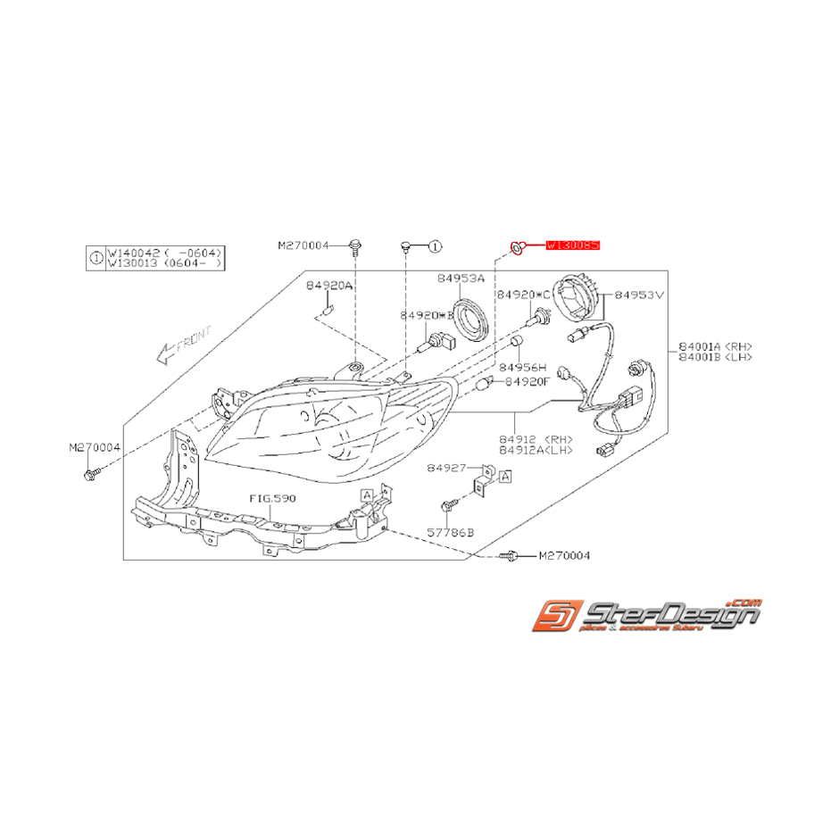 Clip de Feu Avant Origine SUBARU 2.0R Atmo 2005 