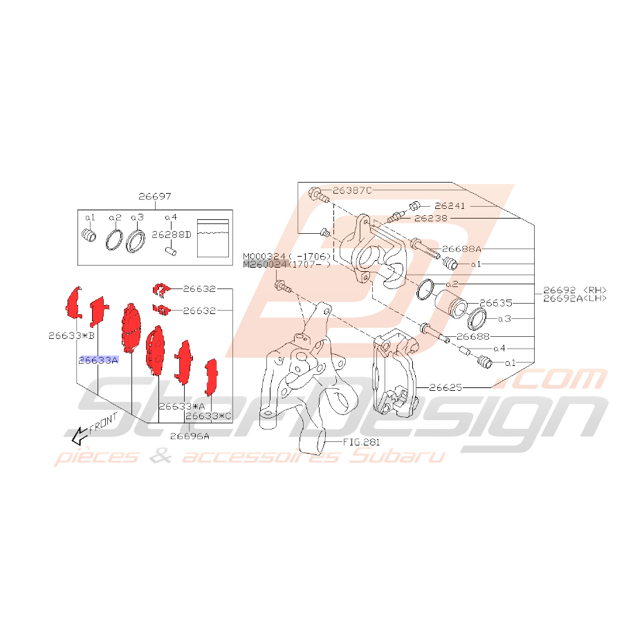 Plaquettes arrière origine subaru Tribeca 3.6l