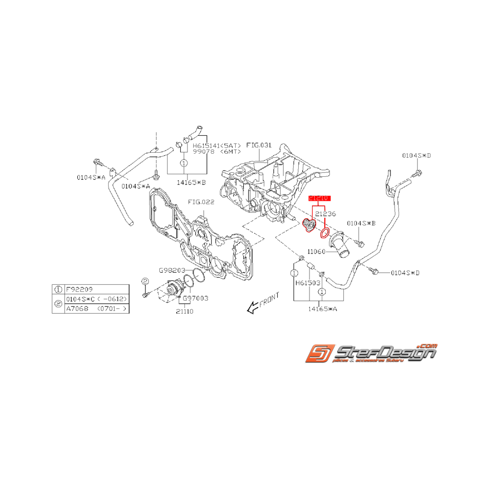 Thermostat origine avec joint subaru Legacy 3.0D 2004