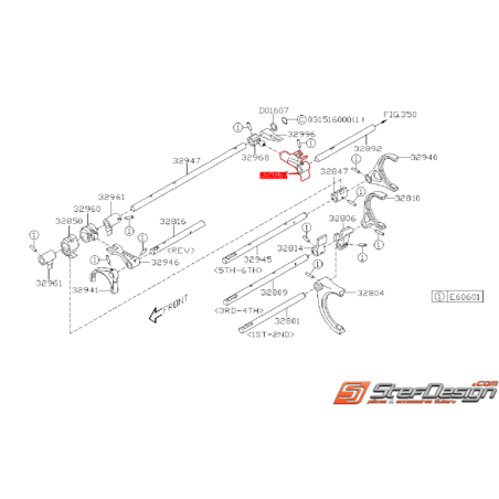 Axe de fourchette de boite 6 vitesses SUBARU STI 03-07