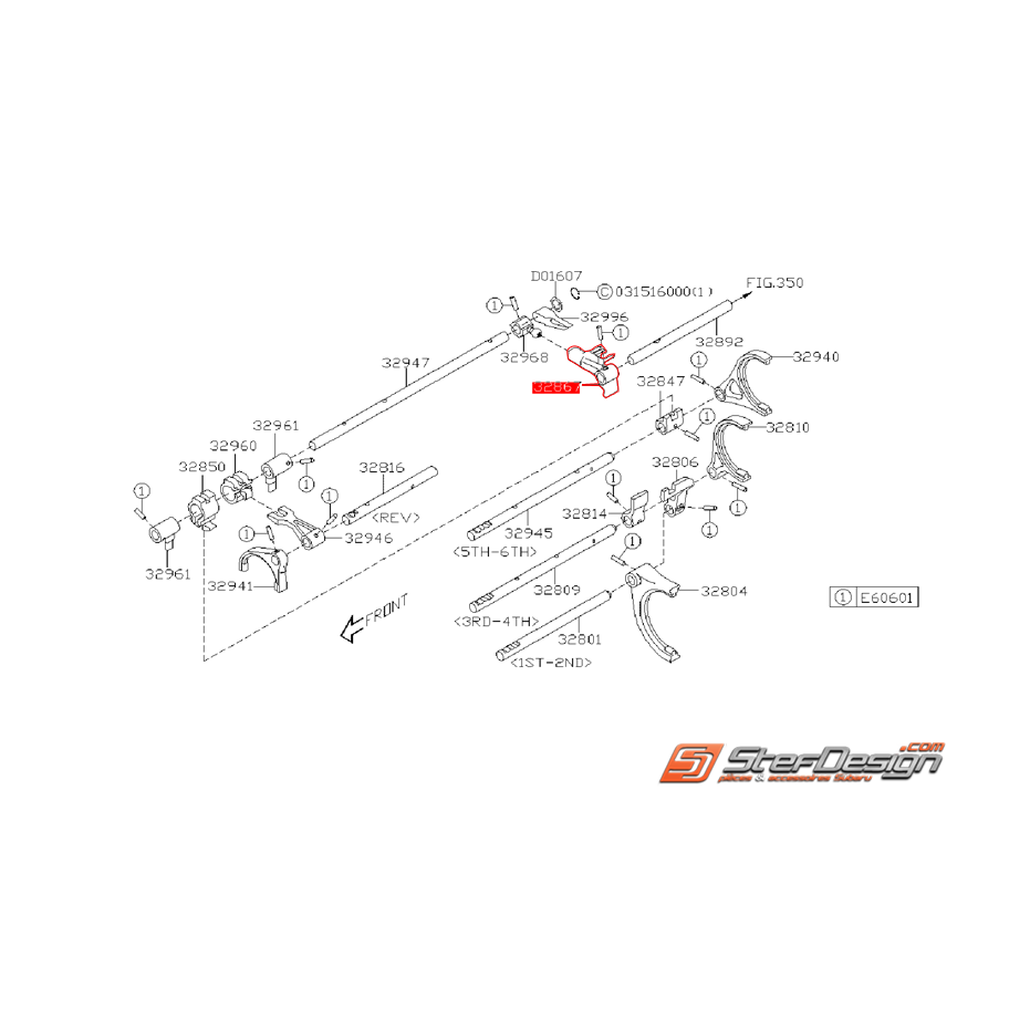 Axe de fourchette de boite 6 vitesses SUBARU STI 03-07