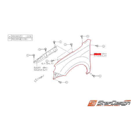 Aile avant origine FORESTER SUBARU 2011 Diesel