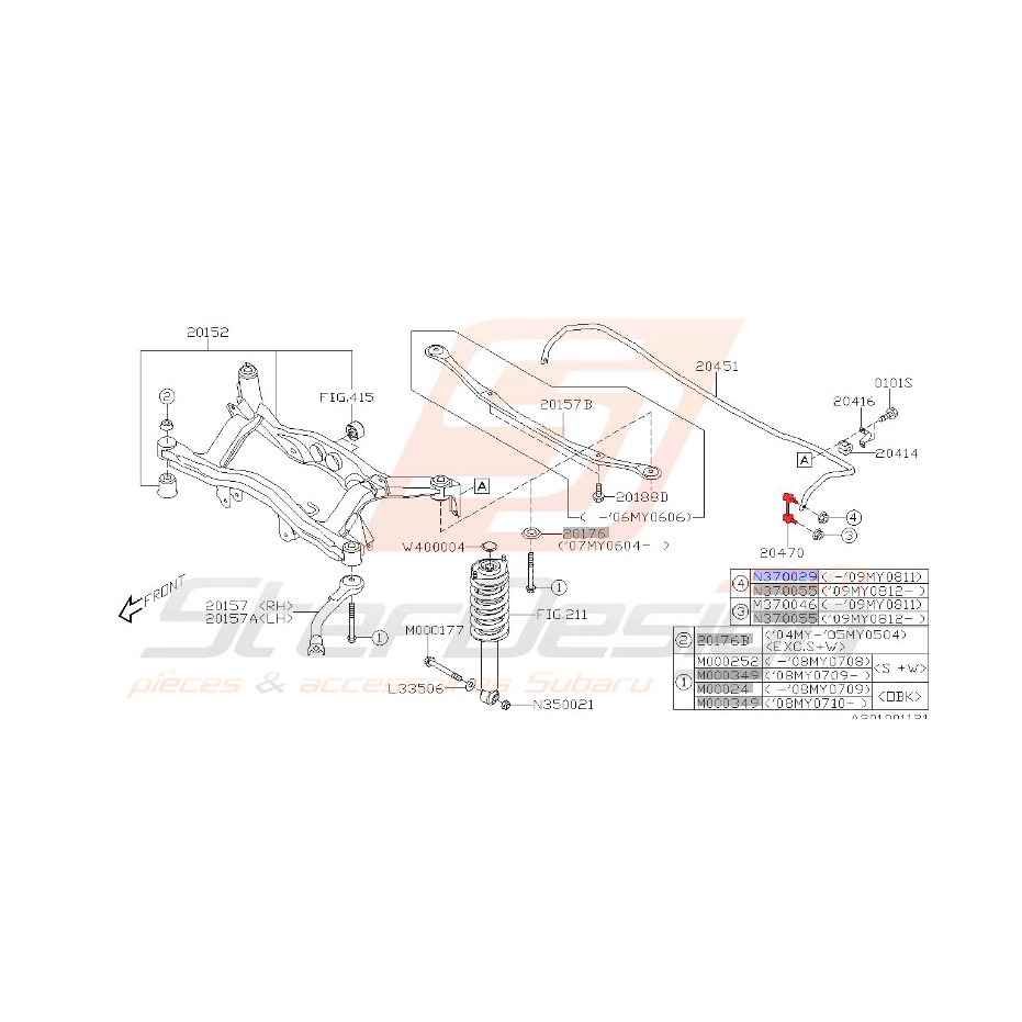 Links arrière de subaru Legacy 2004